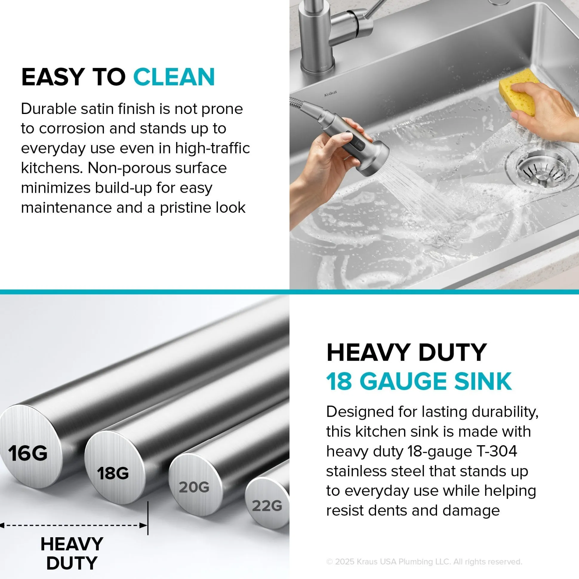25” ADA Compliant Drop In / Top Mount Single Bowl 18-Gauge Stainless Steel Kitchen Sink