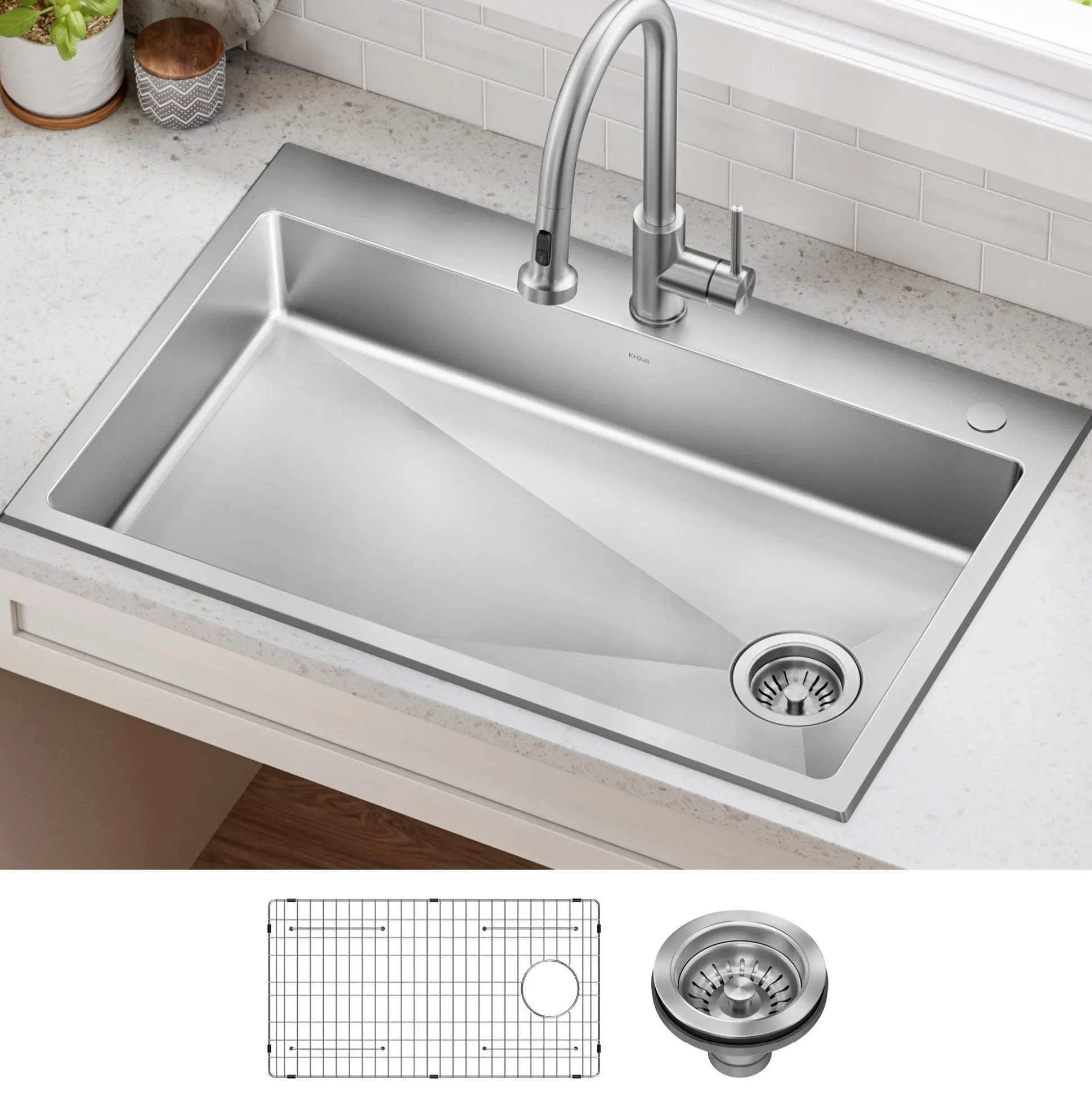 33” ADA Compliant Drop In / Top Mount Single Bowl 18-Gauge Stainless Steel Kitchen Sink