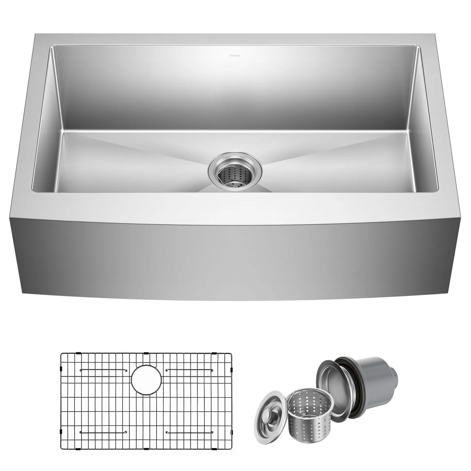 33" Apron Front Farmhouse 16 Gauge Single Bowl Stainless Steel Kitchen Sink