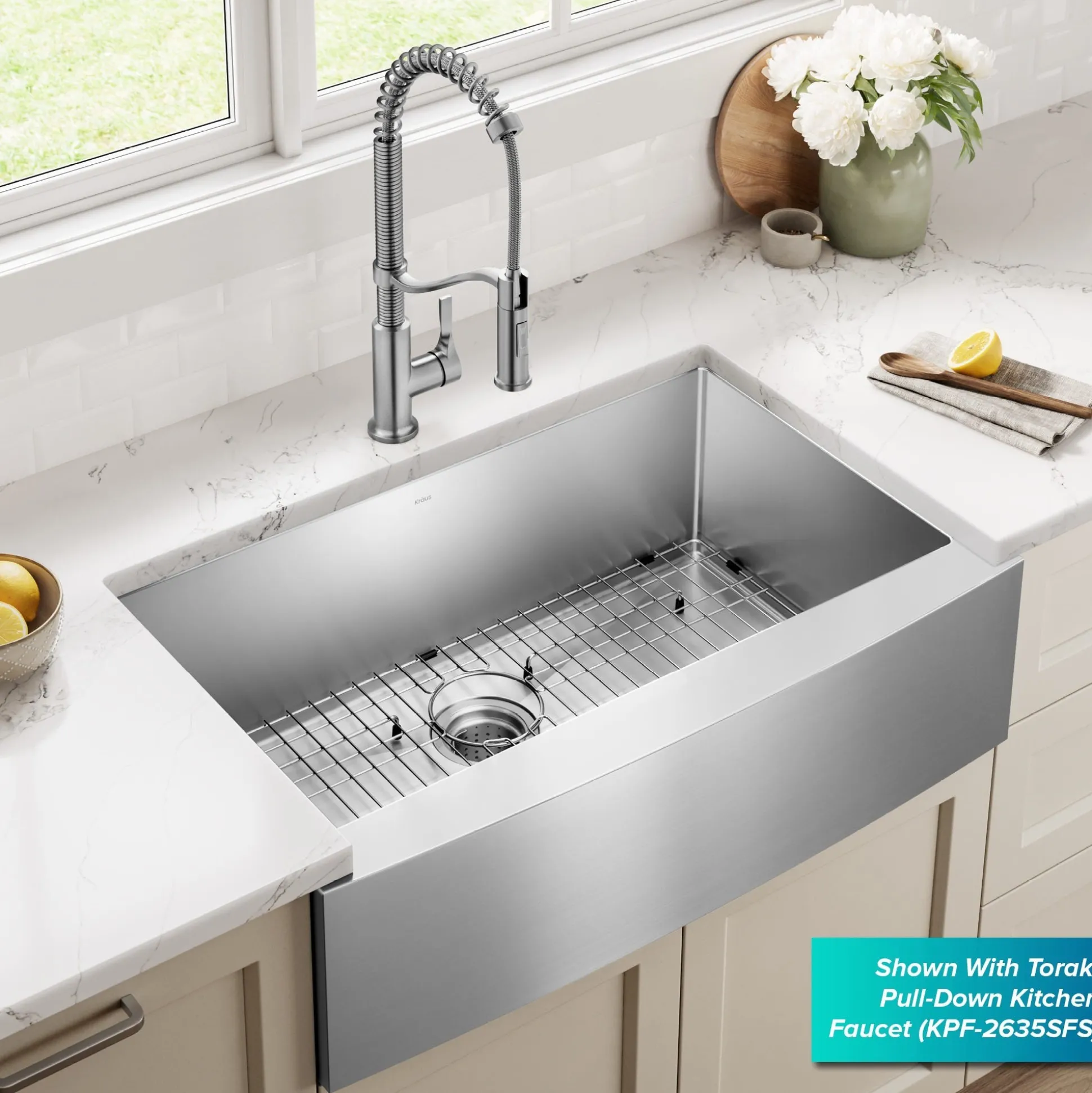 33" Apron Front Farmhouse 16 Gauge Single Bowl Stainless Steel Kitchen Sink