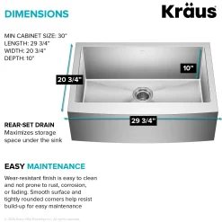 30" Apron Front Farmhouse 16 Gauge Single Bowl Stainless Steel Kitchen Sink