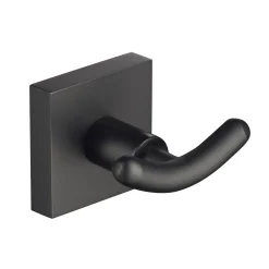 Bathroom Robe and Towel Double Hook in Matte Black