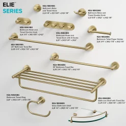 Bathroom Robe and Towel Double Hook in Brushed Gold