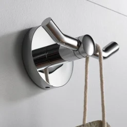 Bathroom Robe and Towel Double Hook in Chrome