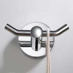 Bathroom Robe and Towel Double Hook in Chrome