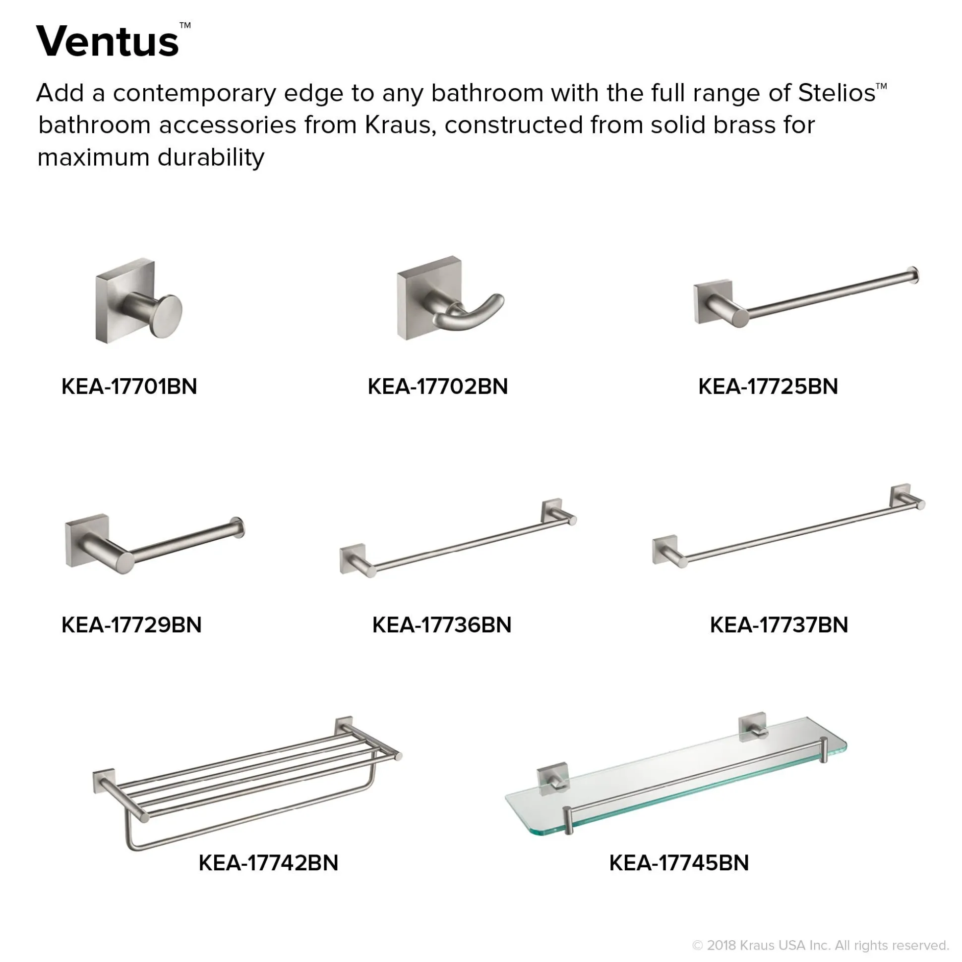 Bathroom Shelf in Brushed Nickel