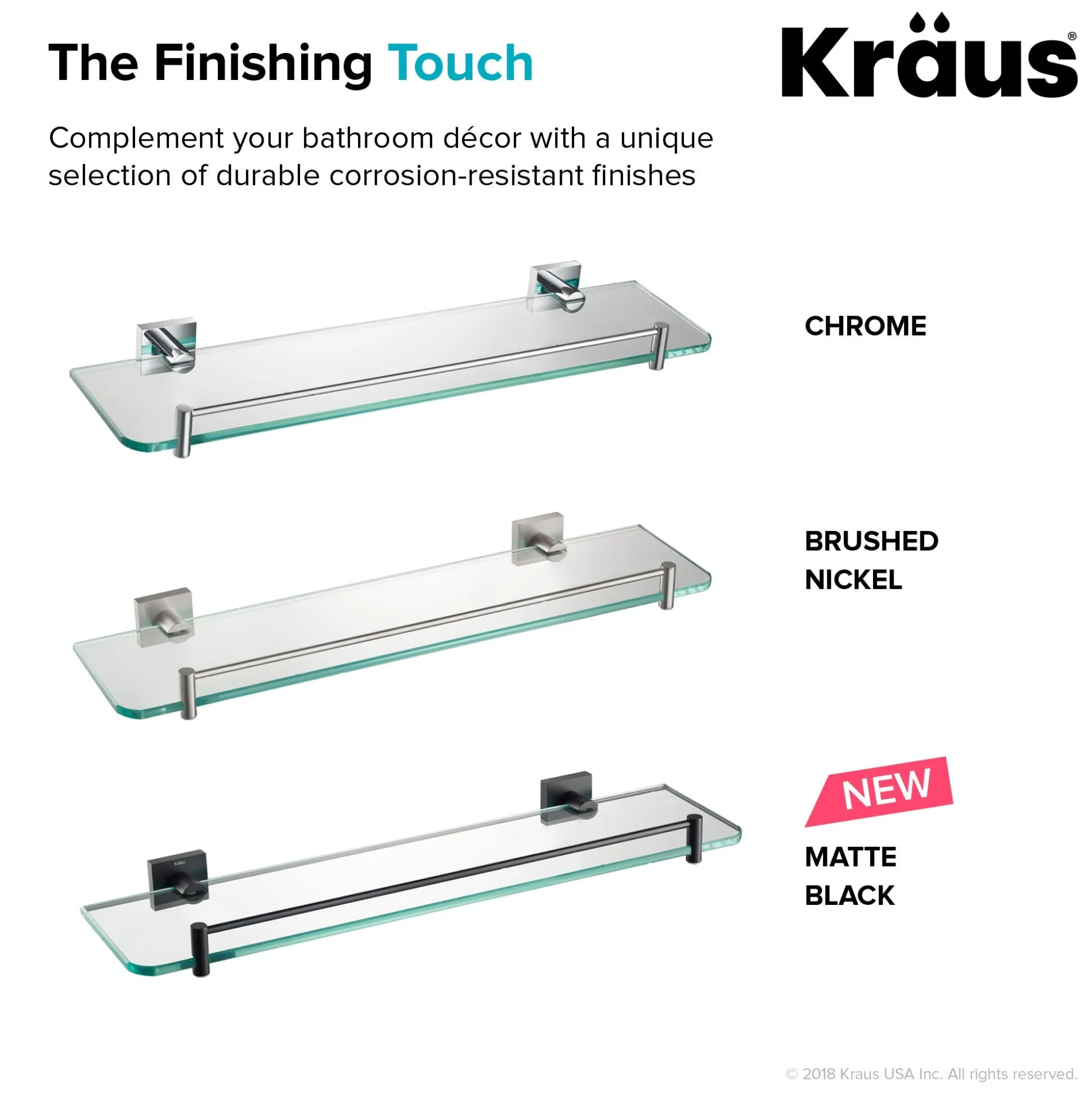 Bathroom Shelf in Brushed Nickel