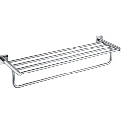 Bathroom Shelf with Towel Bar in Chrome