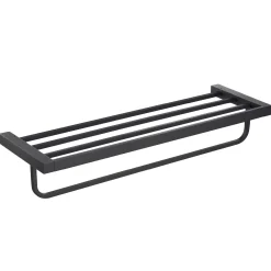 Bathroom Shelf with Towel Bar in Matte Black