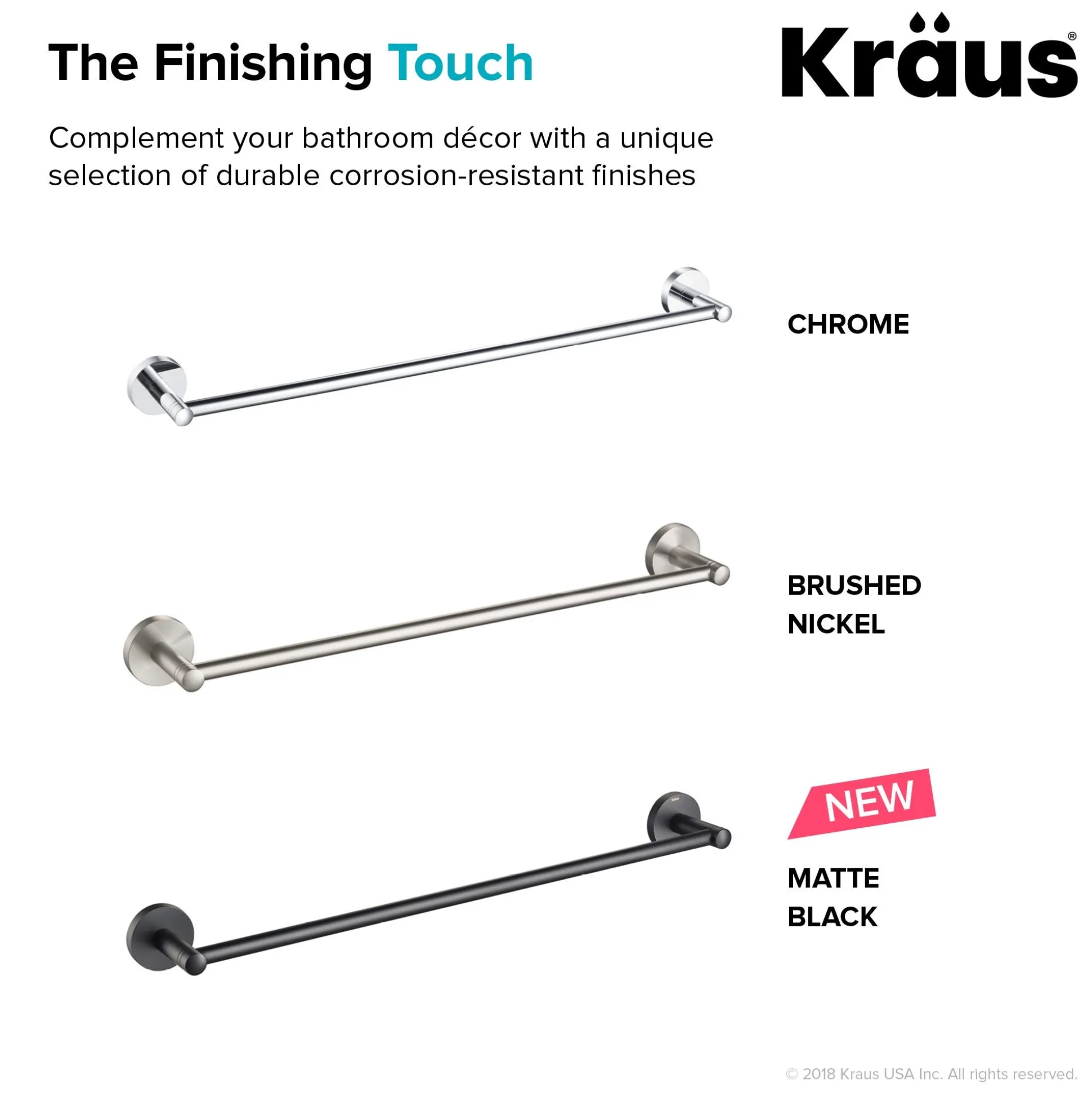 18" Bathroom Towel Bar in Chrome