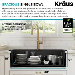 Bellucci Workstation 33 in. Drop-In Granite Composite Single Bowl Kitchen Sink in Metallic Black with Accessories with WasteGuard™ Continuous Feed Garbage Disposal