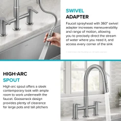 Bridge Kitchen Faucet with Pull-Down Sprayhead in Spot-Free Stainless Steel