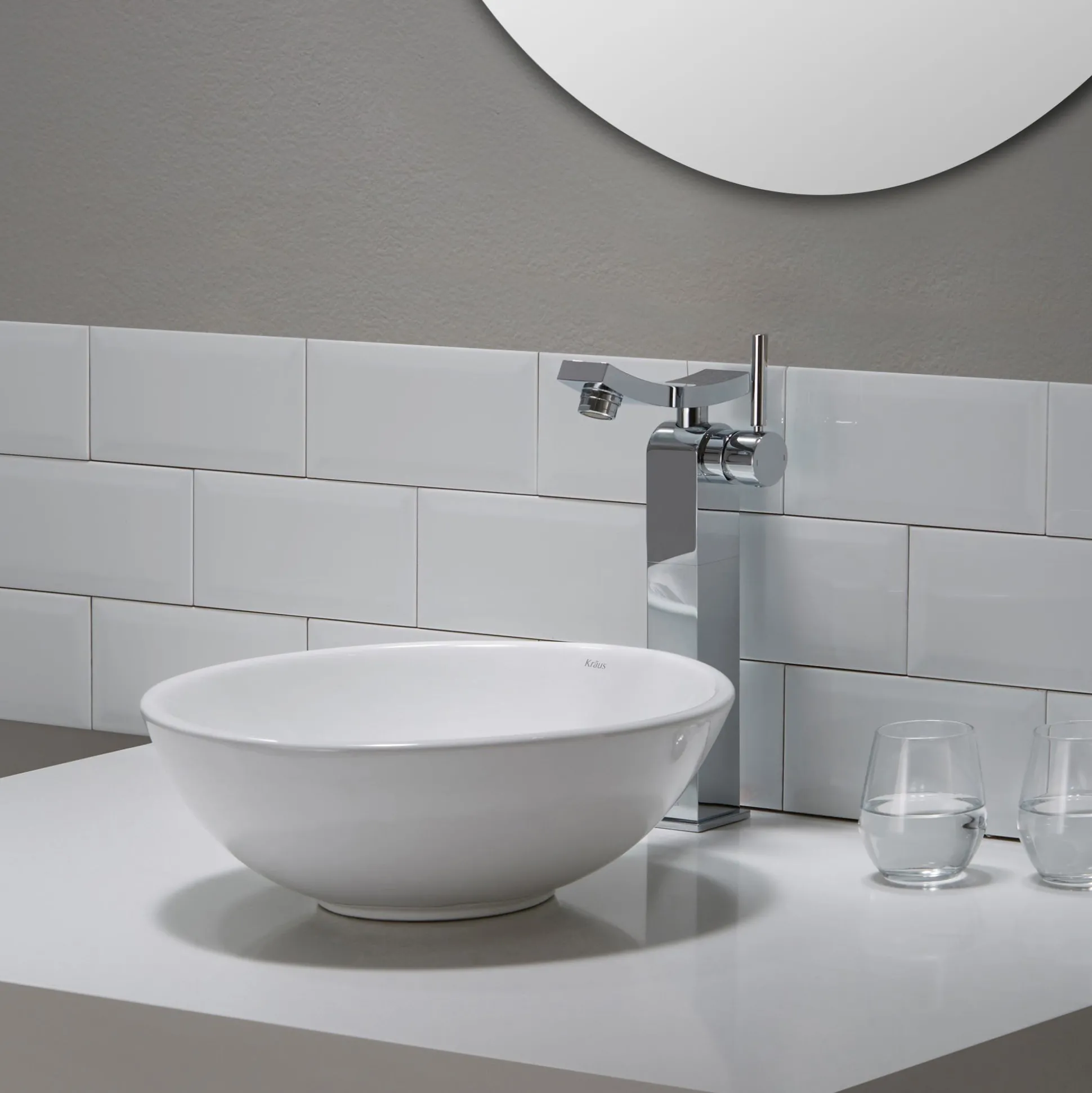 14" Ceramic Bathroom Sink in White with Pop-Up Drain in Chrome