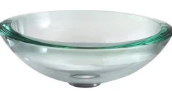 Clear Glass Vessel 17" Bathroom Sink w/ Pop-Up Drain in Chrome