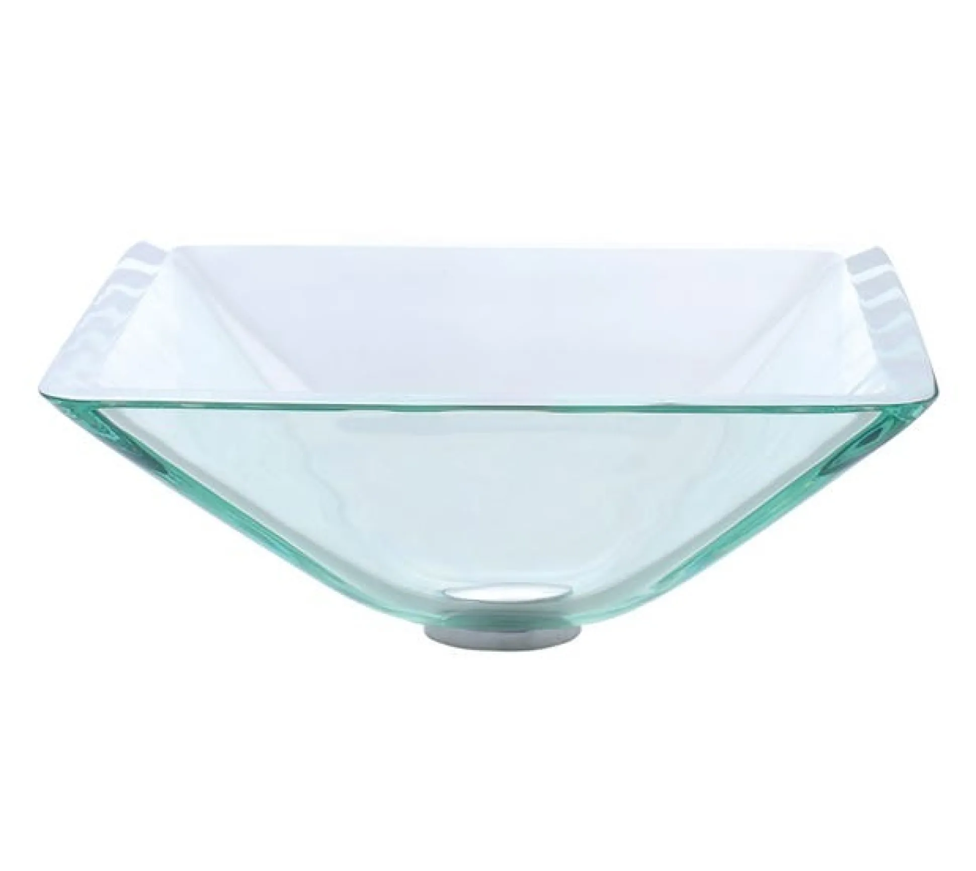 Clear Square Glass Vessel 16 1/2" Bathroom Sink w/ Pop-Up Drain in Chrome