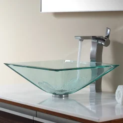Clear Square Glass Vessel 16 1/2