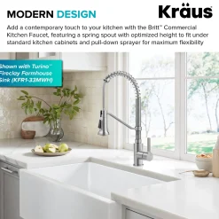 Commercial Style 2-Function Single Handle Pull Down Kitchen Faucet in Spot-Free Stainless Steel
