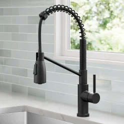 Commercial Style 2-Function Single Handle Pull Down Kitchen Faucet in Matte Black