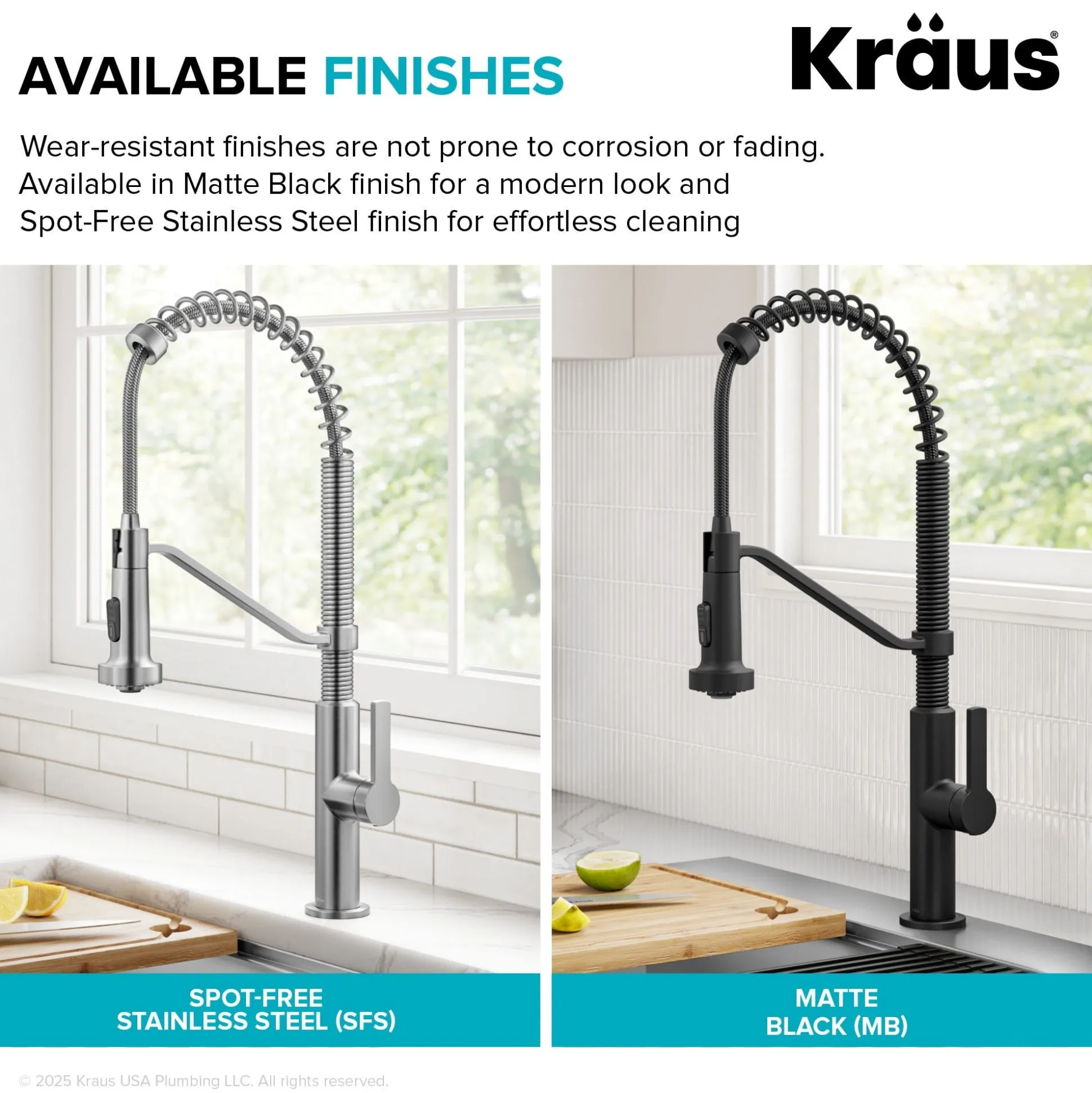 Commercial Style 2-Function Single Handle Pull Down Kitchen Faucet in Matte Black