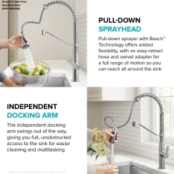 Commercial Style 2-Function Single Handle Pull Down Kitchen Faucet in Matte Black