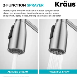 Commercial Style 2-Function Single Handle Pull Down Kitchen Faucet in Spot-Free Brushed Brass