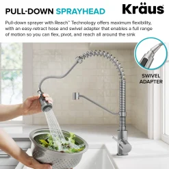 Commercial Style 2-Function Single Handle Pull Down Kitchen Faucet in Matte Black