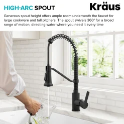 Commercial Style 2-Function Single Handle Pull Down Kitchen Faucet in Matte Black
