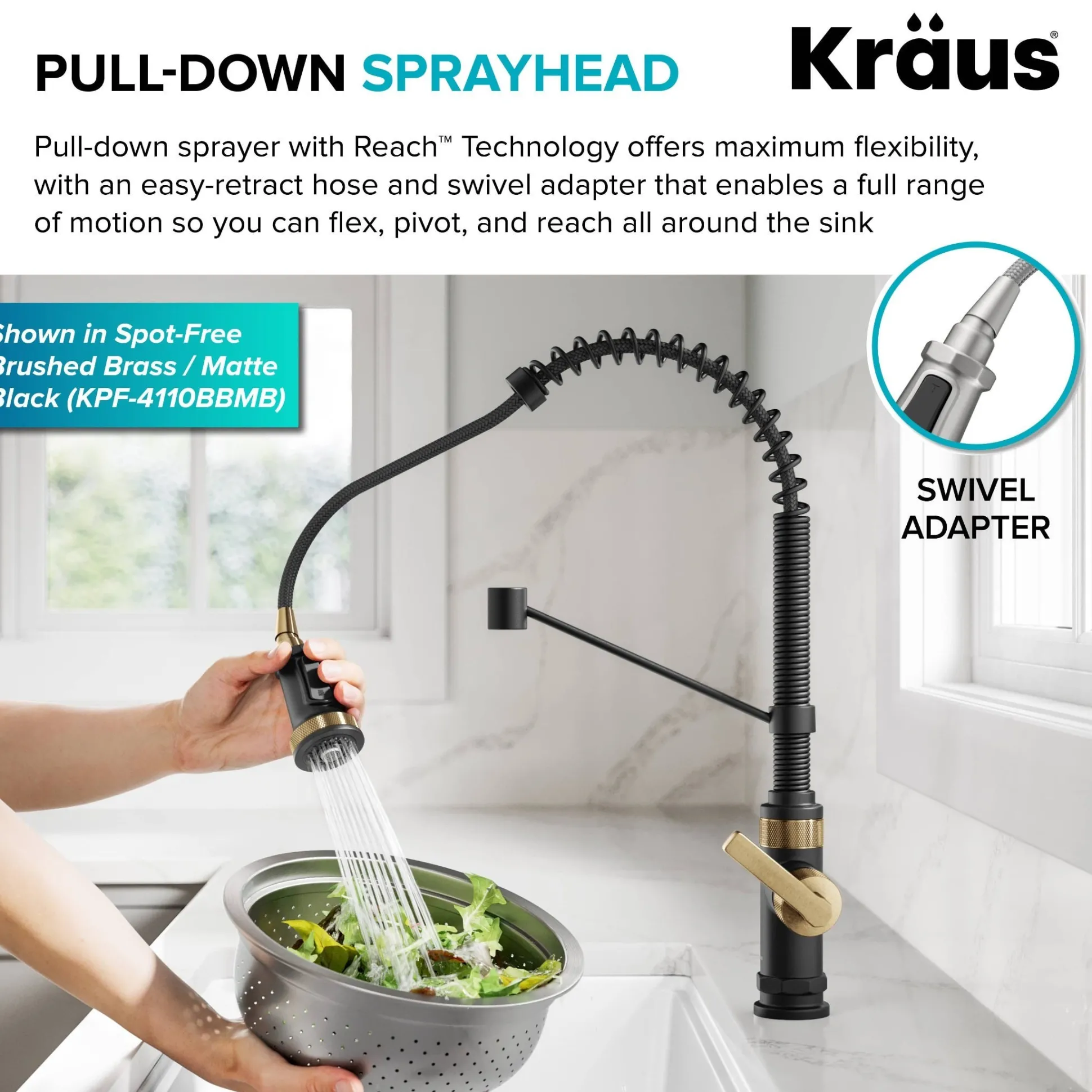 Commercial Style 2-Function Single Handle Pull Down Kitchen Faucet in Matte Black