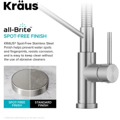 Commercial Style 2-Function Single Handle Pull Down Kitchen Faucet in Spot-Free Stainless Steel