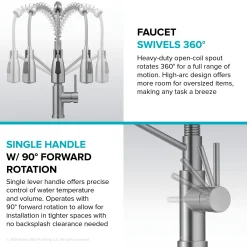 Commercial Style 2-Function Single Handle Pull Down Kitchen Faucet in Spot-Free Stainless Steel