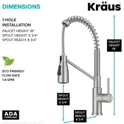 Commercial Style 2-Function Single Handle Pull Down Kitchen Faucet in Spot-Free Stainless Steel