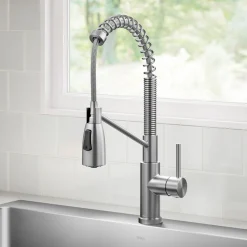 Commercial Style 2-Function Single Handle Pull Down Kitchen Faucet in Spot-Free Stainless Steel