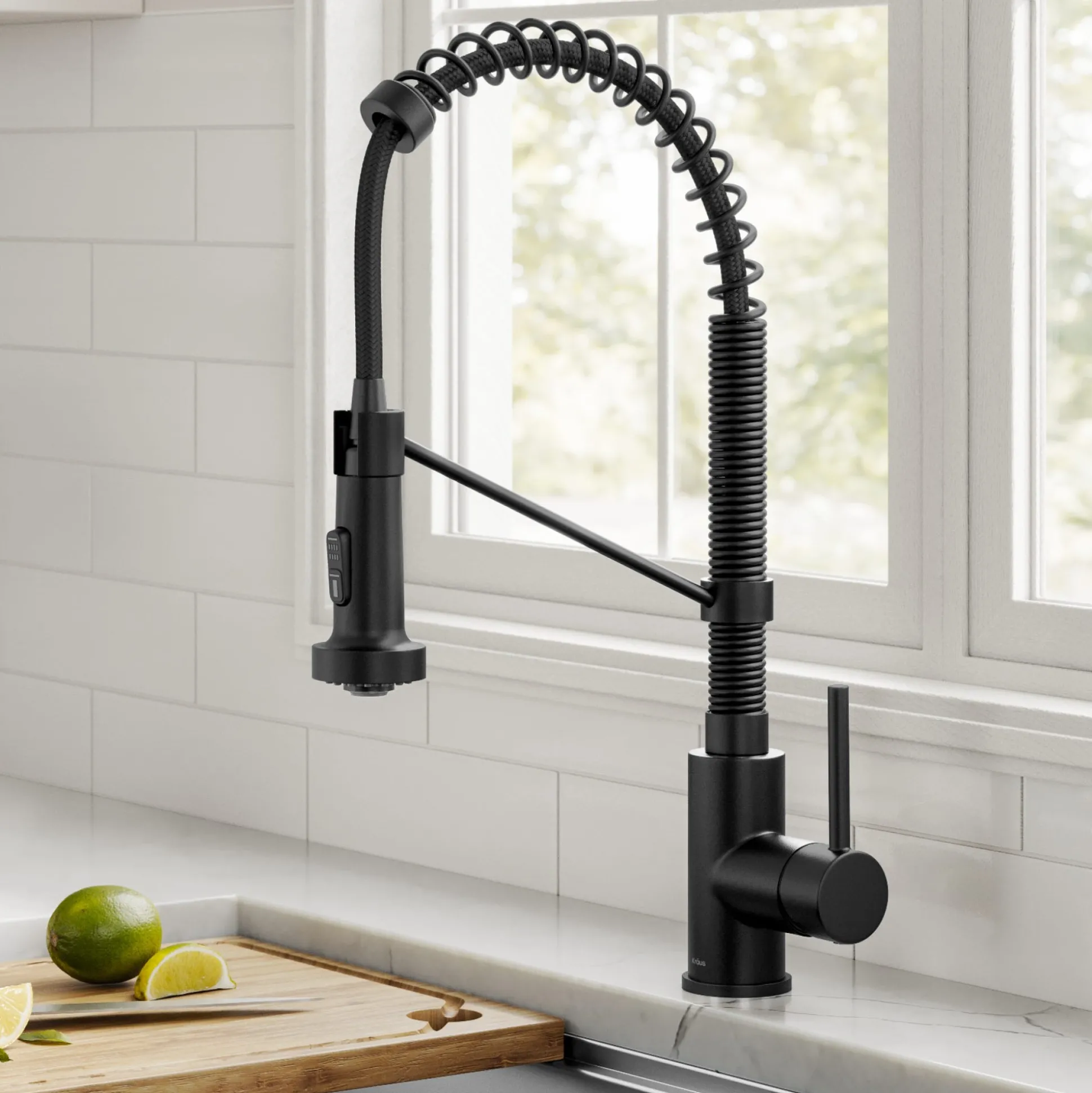 Commercial Style 2-Function Single Handle Pull Down Kitchen Faucet in Matte Black