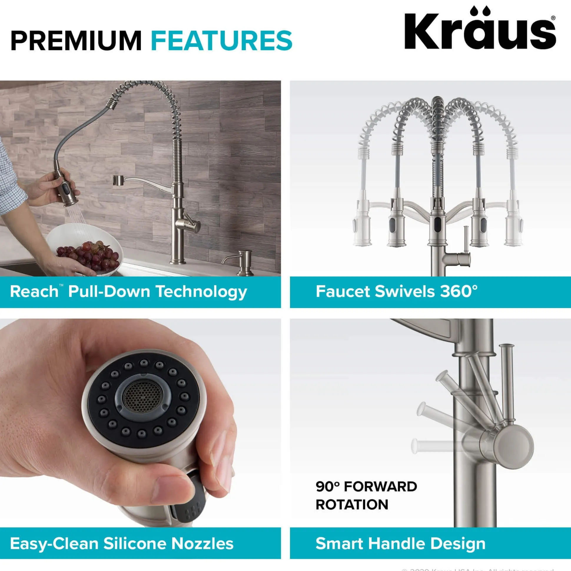 Commercial Style Pull-Down Kitchen Faucet with Deck Plate and Soap Dispenser in Spot Free Stainless Steel