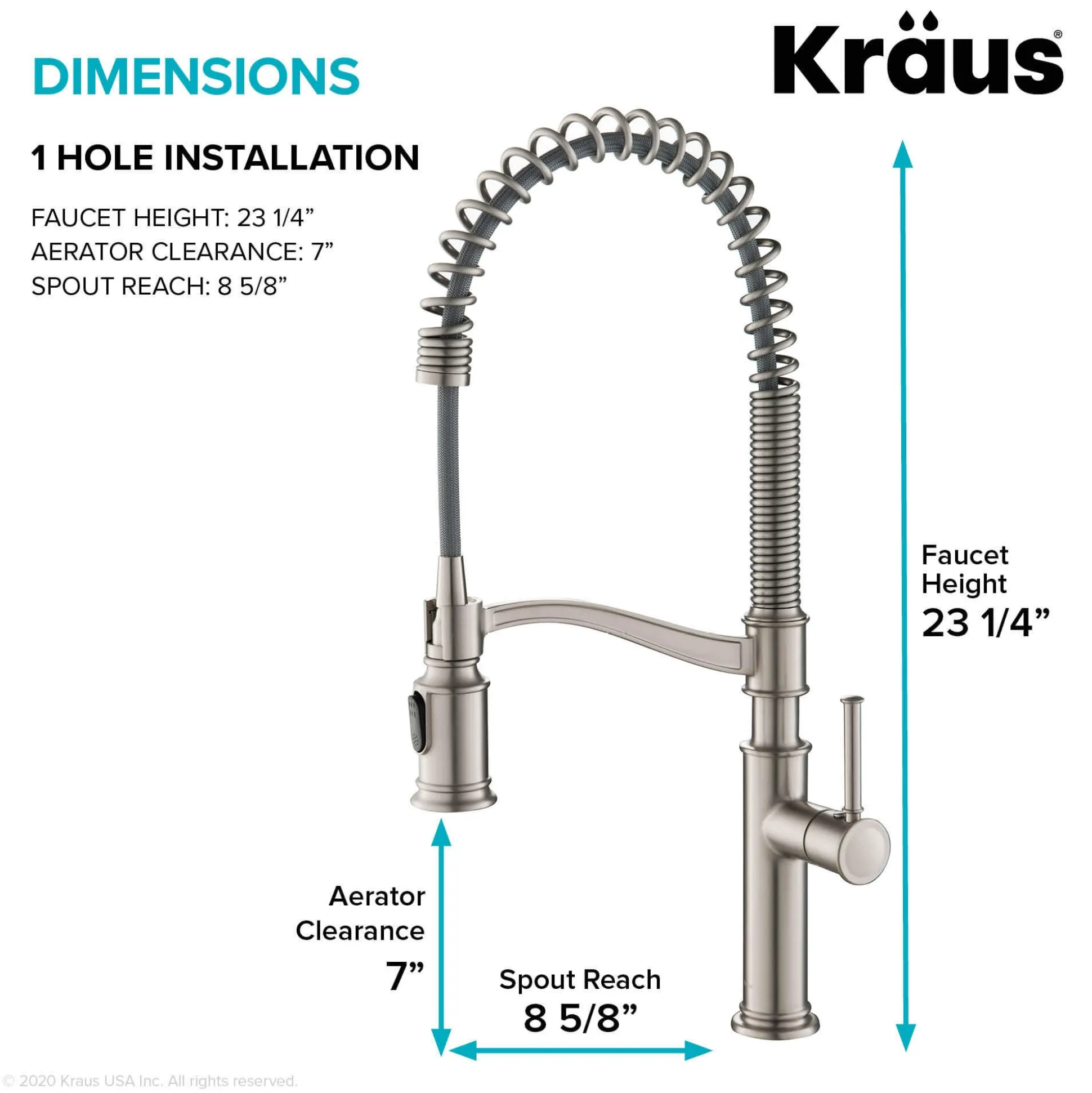 Commercial Style Pull-Down Kitchen Faucet with Deck Plate and Soap Dispenser in Spot Free Stainless Steel