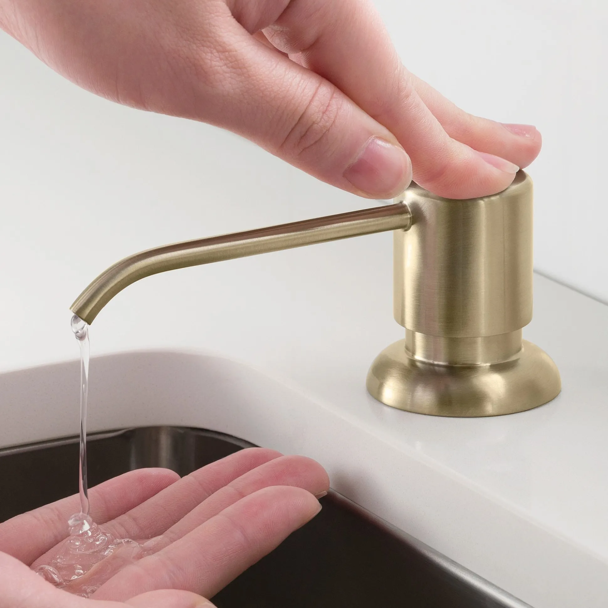 Commercial Style Pull-Down Single Handle 18" Kitchen Faucet in Spot Free Antique Champagne Bronze with Soap Dispenser