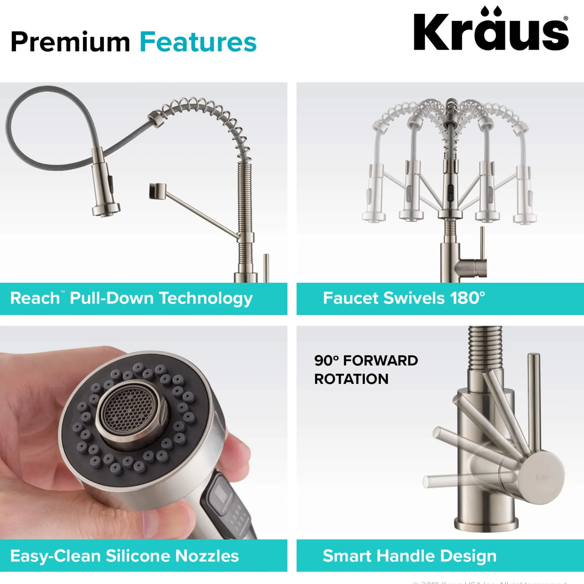 Commercial Style Pull-Down Single Handle 18" Kitchen Faucet in Spot Free Stainless Steel with Soap Dispenser