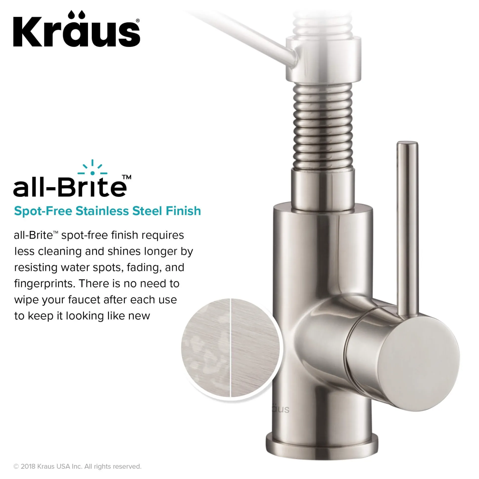 Commercial Style Pull-Down Single Handle 18" Kitchen Faucet in Spot Free Stainless Steel with Soap Dispenser