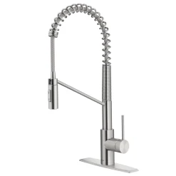 Commercial Style Single Handle Pull Down Kitchen Faucet with QuickDock Top Mount Installation Assembly in Spot Free Stainless Steel