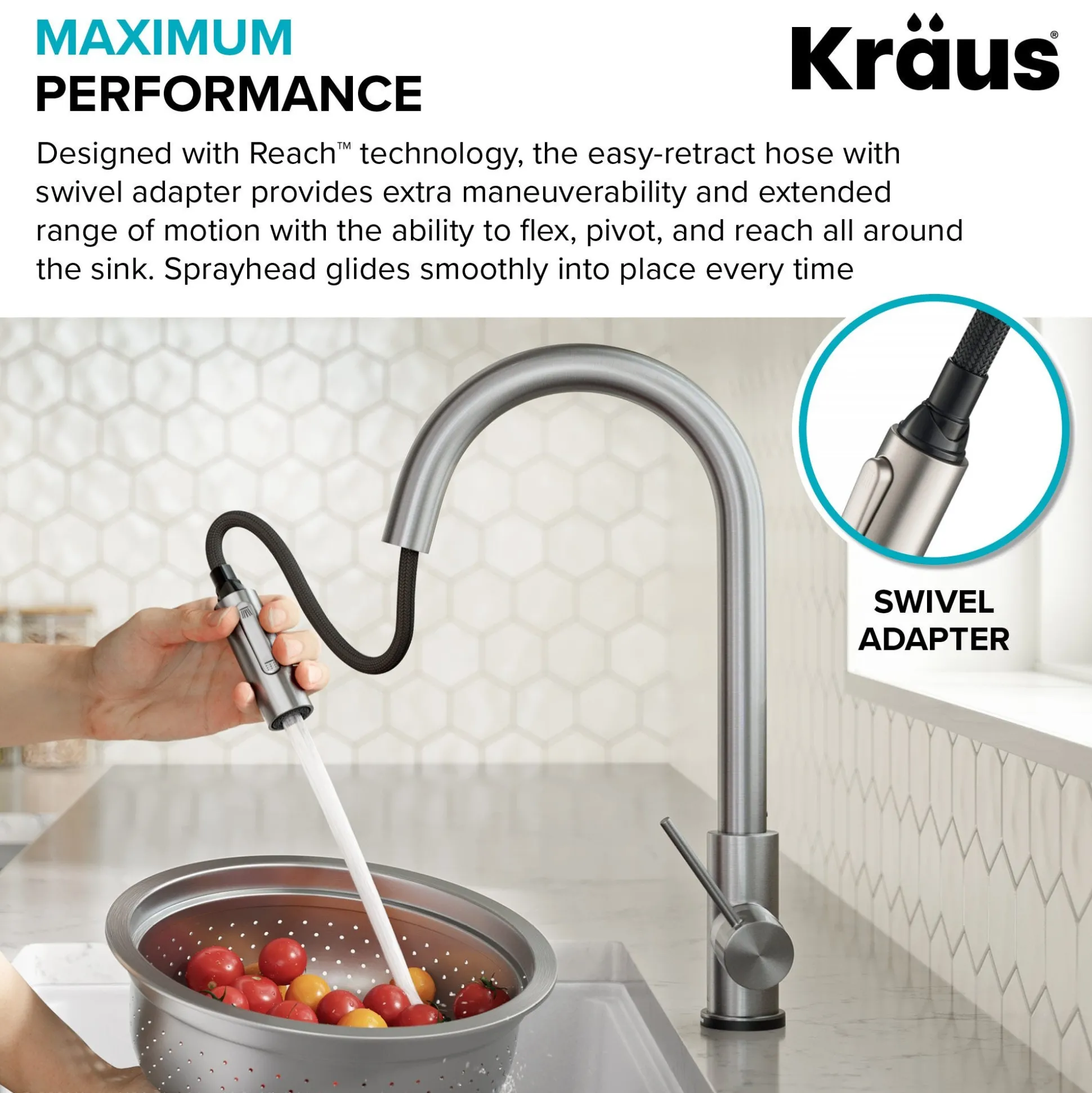 Contemporary Single-HandleTouch KitchenSink Faucet with Pull Down Sprayer in Spot Free Stainless Steel