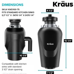 Continuous Feed Garbage Disposal with 3/4 HP Ultra-Quiet Motor for Kitchen Sinks with Power Cord and Flange Included