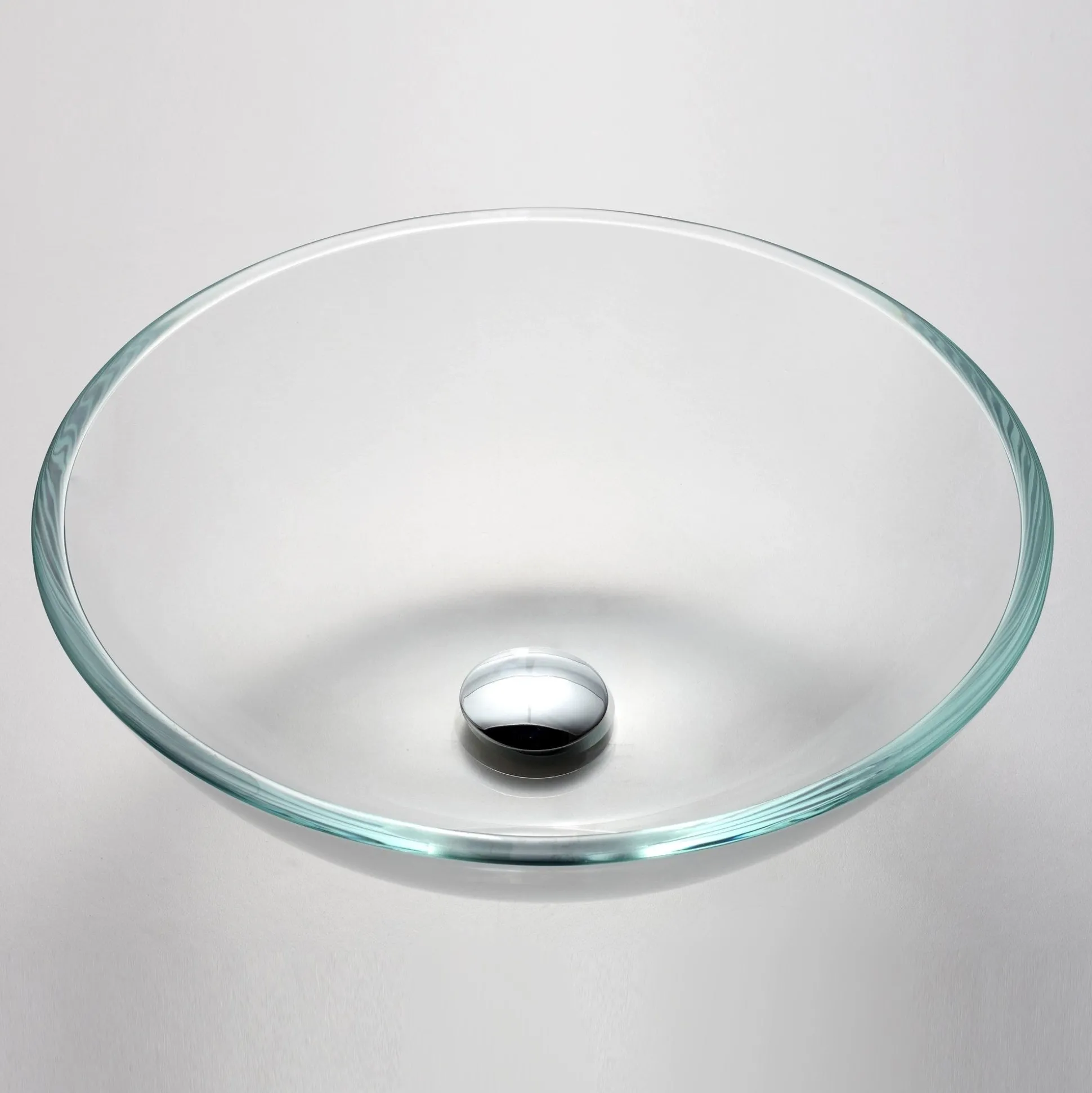 Crystal Clear Glass Vessel 16 1/2" Bathroom Sink w/ Pop-Up Drain in Chrome