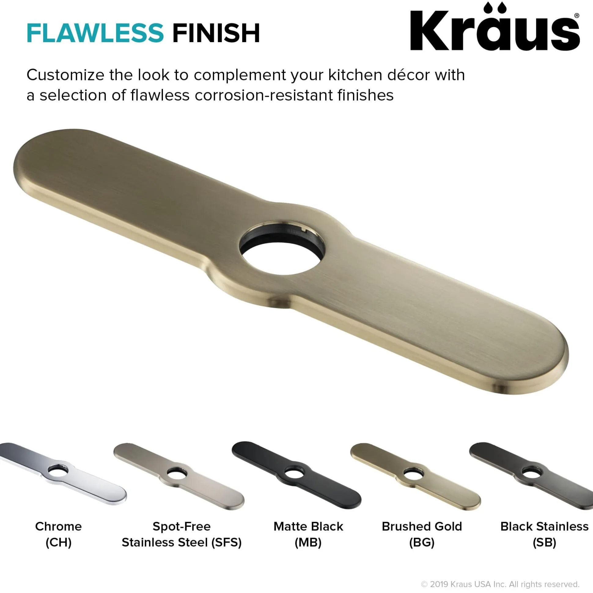 10" Deck Plate for Kitchen Faucet in Brushed Gold