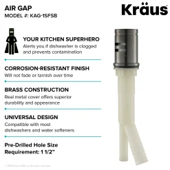 Dishwasher Air Gap in Spot Free Black Stainless