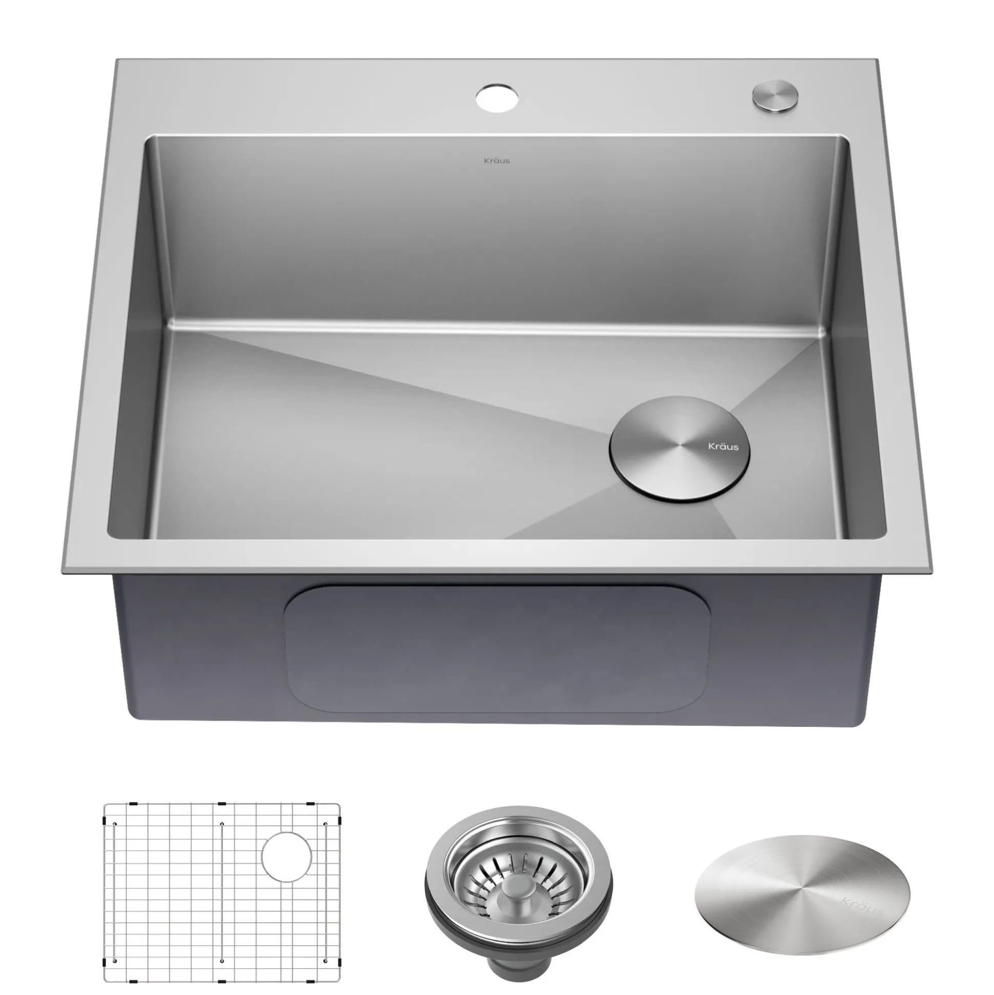 25" Drop-In/Top Mount 18 Gauge Stainless Steel Single Bowl Kitchen Sink
