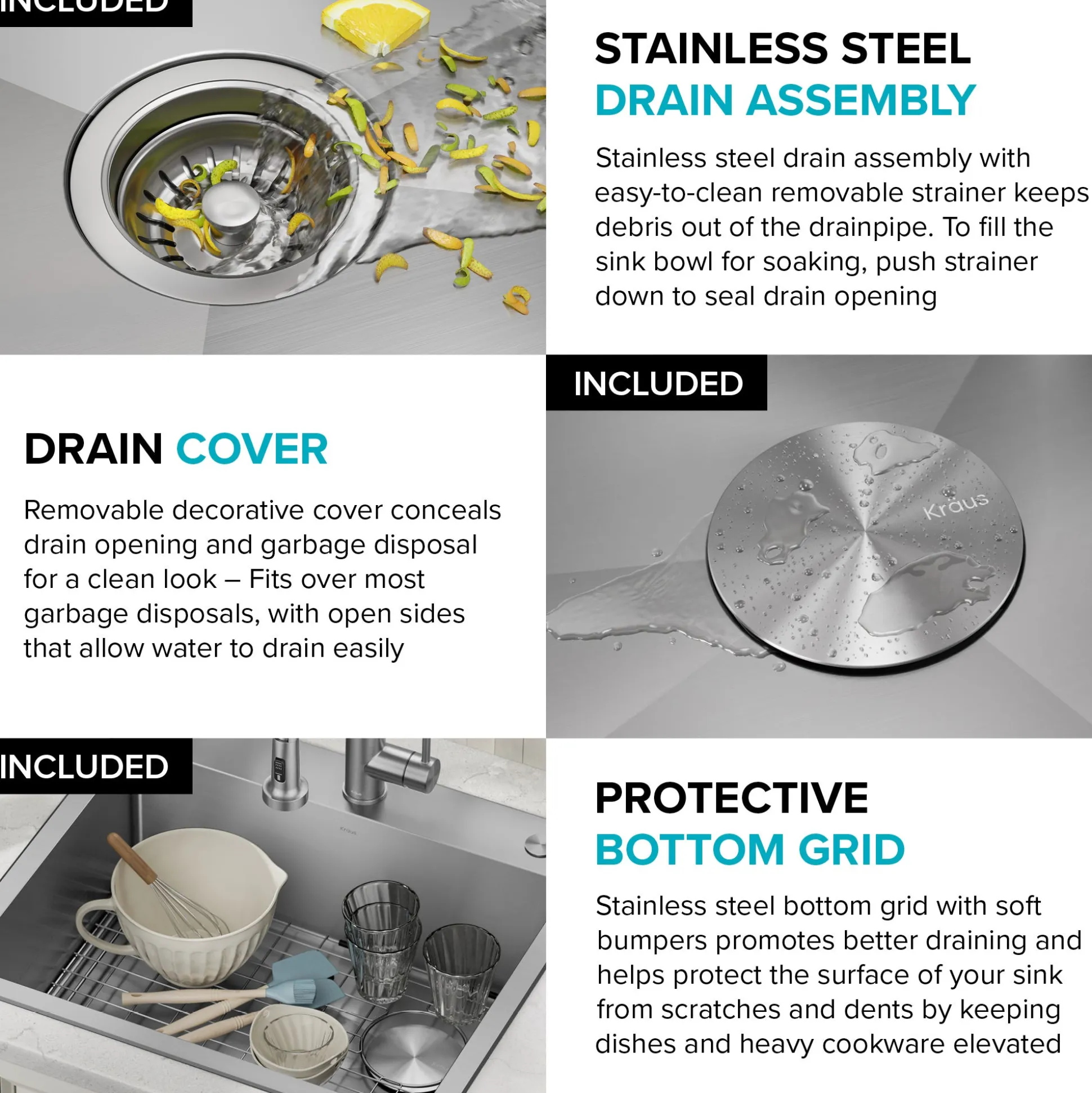 33" Drop-In/Top Mount Kitchen Sink w/ Bolden Commercial Pull-Down Faucet in Spot Free Stainless Steel