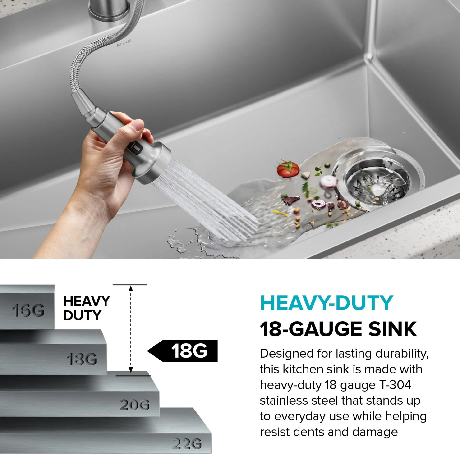 25” Drop In / Top Mount Single Bowl 18-Gauge Stainless Steel Kitchen Sink