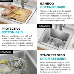 15”Drop In / Top Mount Workstation Single Bowl 18-GaugeStainless SteelBarKitchen Sinkwith Accessories
