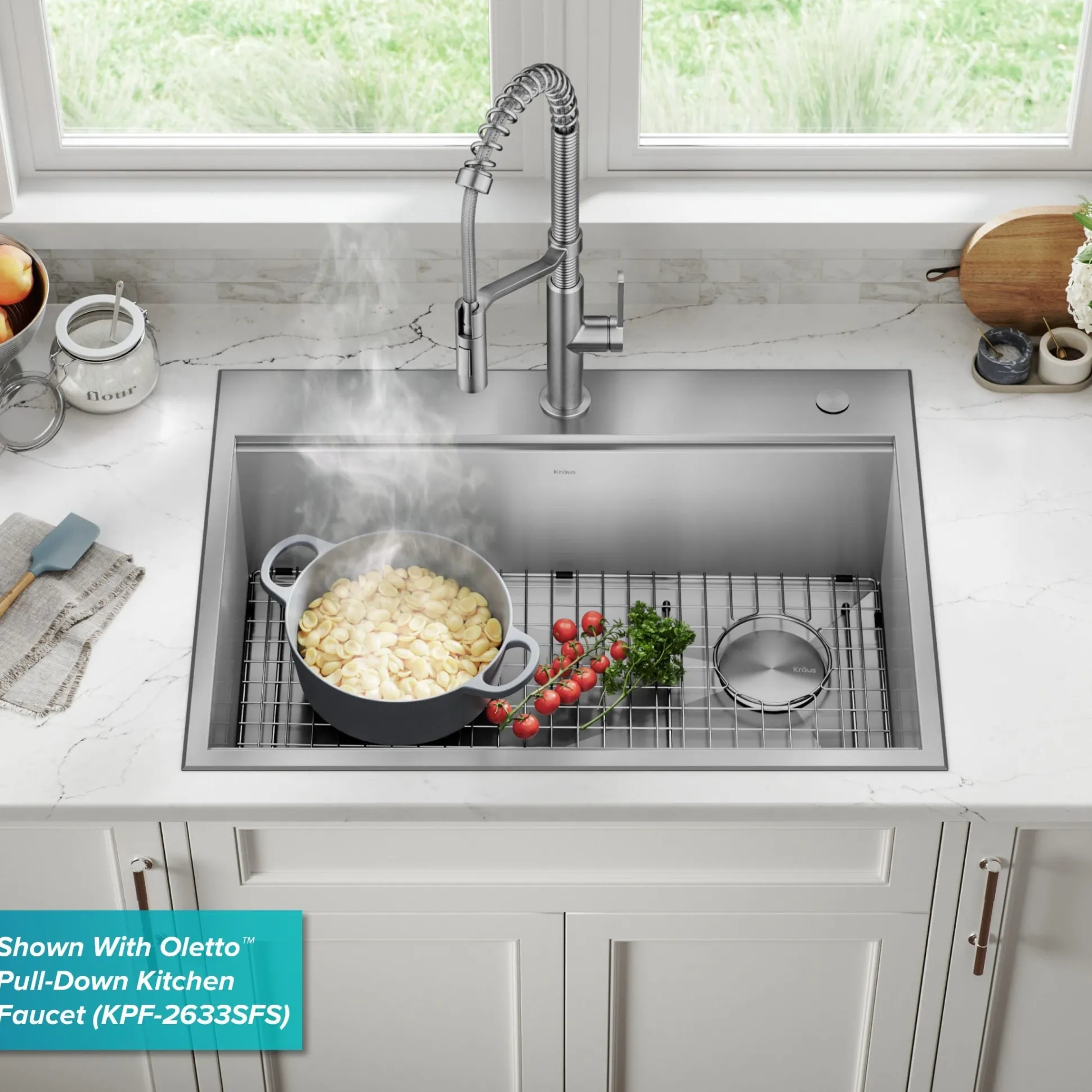 30" Drop In / Top Mount Workstation 16 Gauge Single Bowl Stainless Steel Kitchen Sink with Accessories