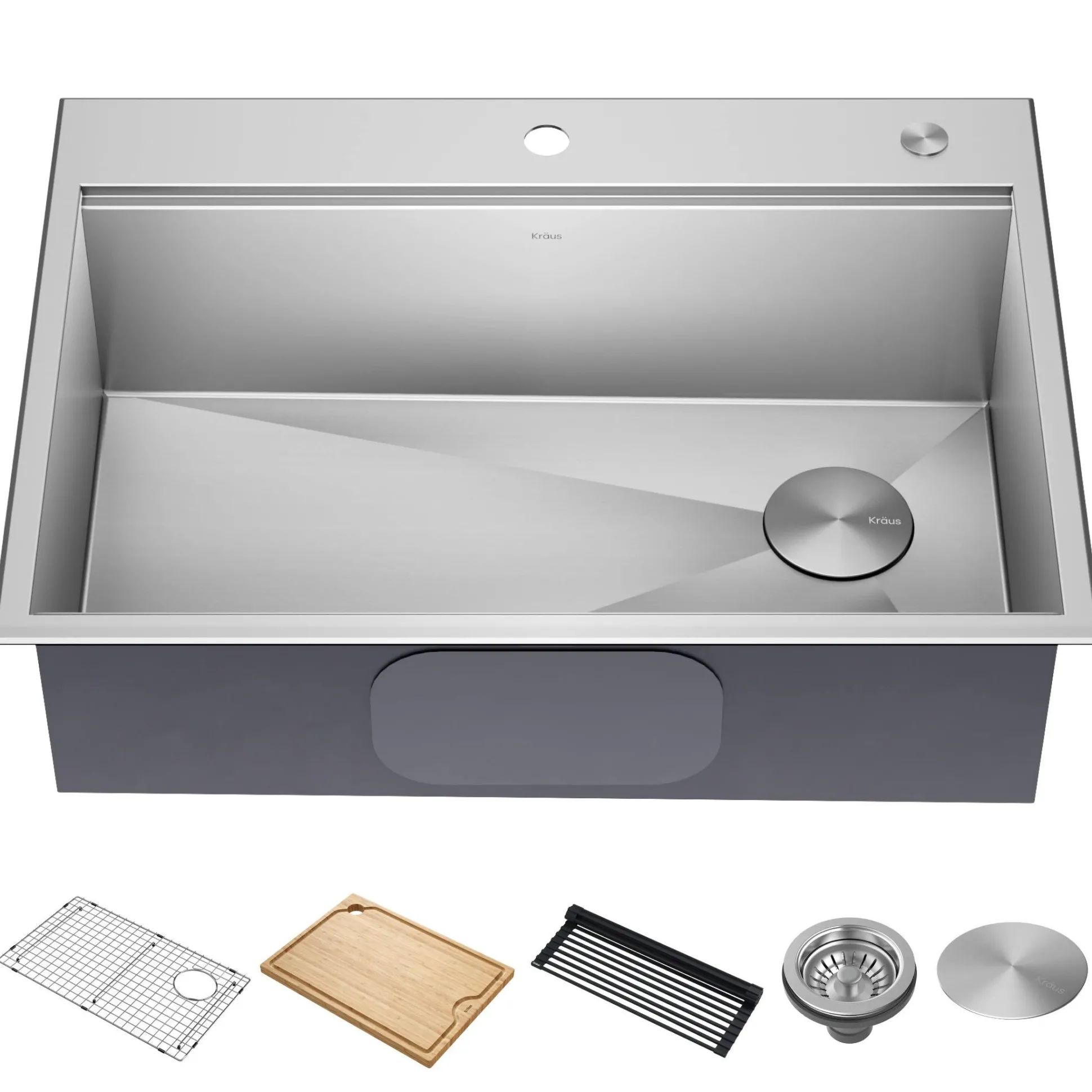 30" Drop In / Top Mount Workstation 16 Gauge Single Bowl Stainless Steel Kitchen Sink with Accessories